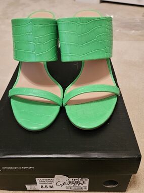 Lime Croc Leather Slide Sandals - Women